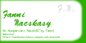 fanni macskasy business card